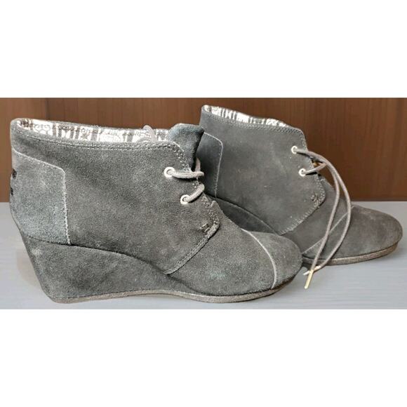 Tom’s Booties Women's 9W Suede Wedge Ankle Boots Shoes - Picture 2 of 7